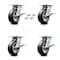 Service Caster 6 Inch Rubber on Aluminum Caster Set with Roller Bearings and Brakes/Swivel Lock SCC-35S620-RAR-SLB-BSL-4 - alternate 1